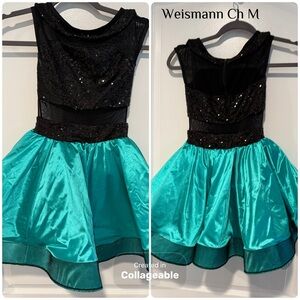 Weissman Black and Teal Kids Dance Costume